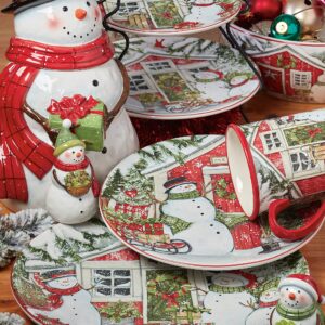 Certified International Snowman's Farmhouse Rectangular Platter 16in x 12in