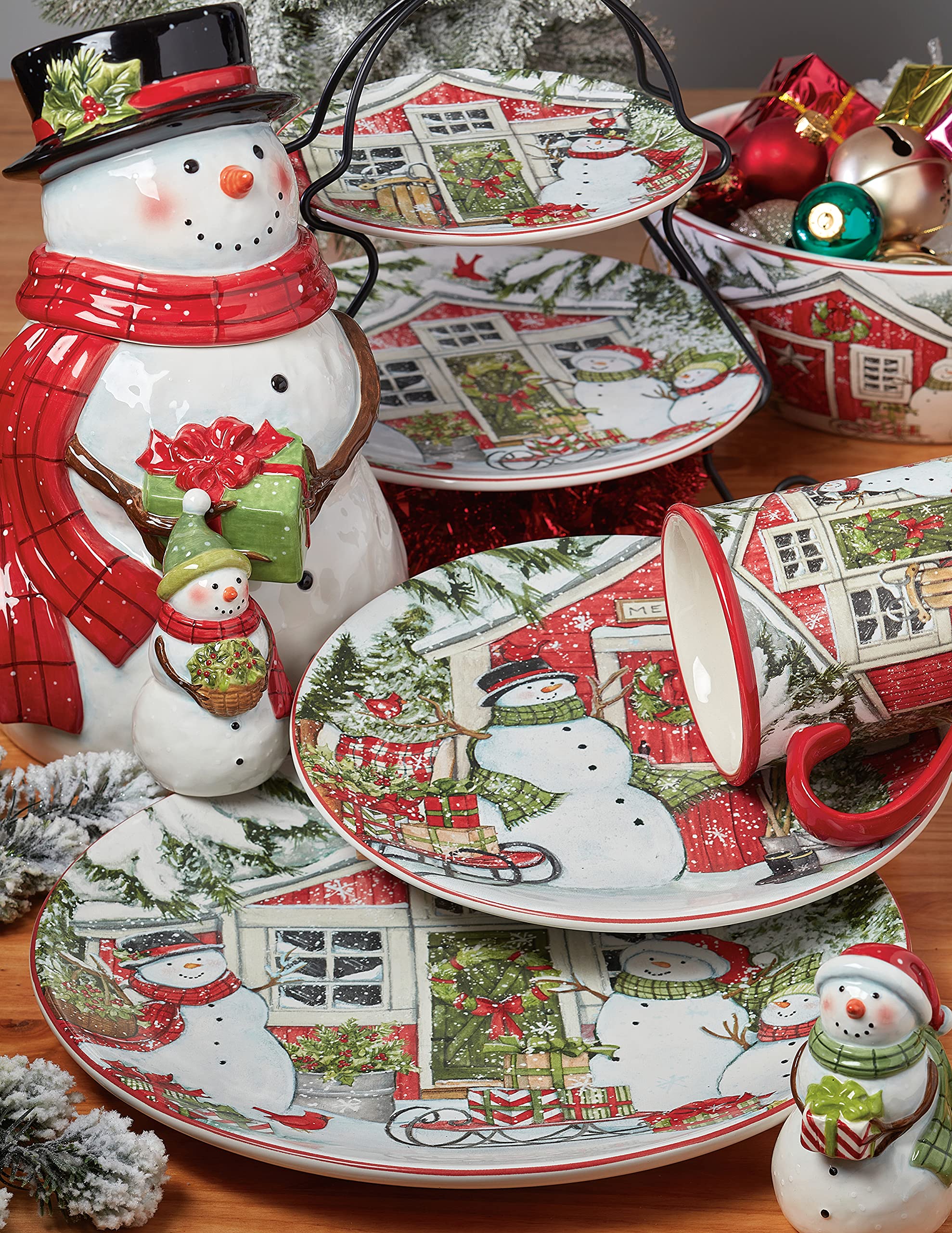 Certified International Snowman's Farmhouse Rectangular Platter 16in x 12in