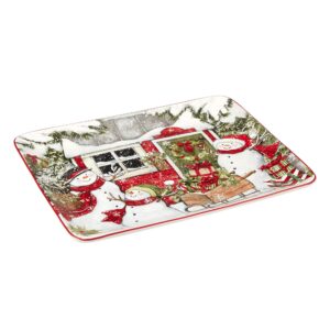 Certified International Snowman's Farmhouse Rectangular Platter 16in x 12in