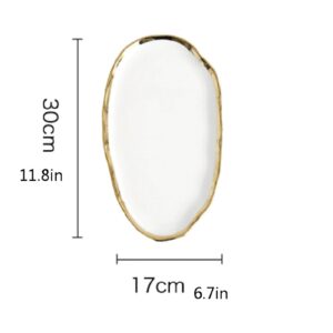 Breakfast Tray Tray irregular ceramic tray gold rimmed serving tray dressing table bathroom kitchen coffee table decorative tray white Serving Trays