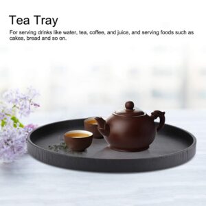 OKJHFD Round Shape Solid Wood Tea Coffee Snack Home Kitchen Restaurant Trays Food Meals Serving Tray Plate Restaurant Trays for Coffee Shop, Bakery, Hotel, Sushi Shop37.5cm(Black)