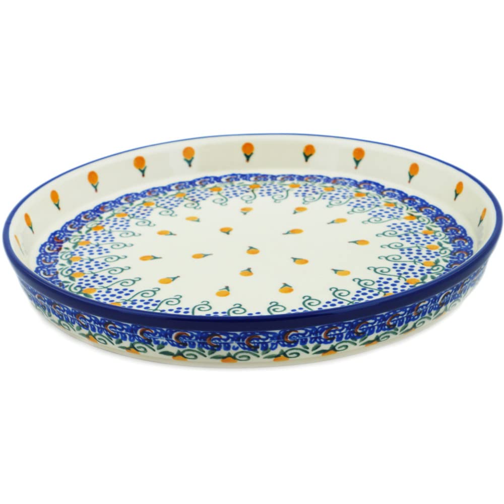 Polish Pottery 9½-inch Cookie Platter made by Ceramika Artystyczna (Tuscan Dreams Theme) + Certificate of Authenticity