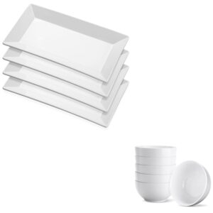 yedio porcelain bowls set and porcelain rectangular dinner platters bundle