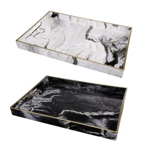 a&b home marble motif serving trays, set of 2