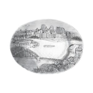 wendell august pittsburgh cityscape oval dish, small