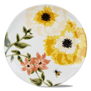 tag bee floral round platter 14inlx14inwx1.35inh multi