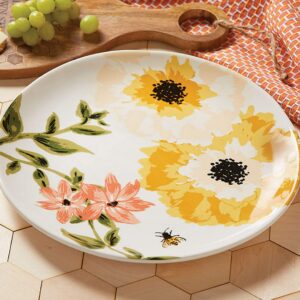 tag Bee Floral Round Platter 14inLx14inWx1.35inH MULTI