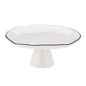 santa barbara design studio table sugar ceramic pedestal tray, 11.5" diameter x 4", white/black