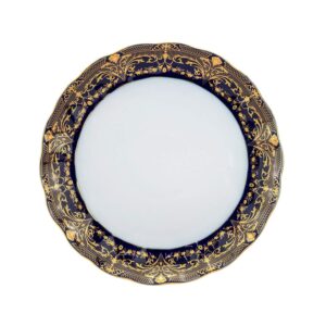 royalty porcelain cobalt blue serving platter with 24k gold ornament (14 inch)