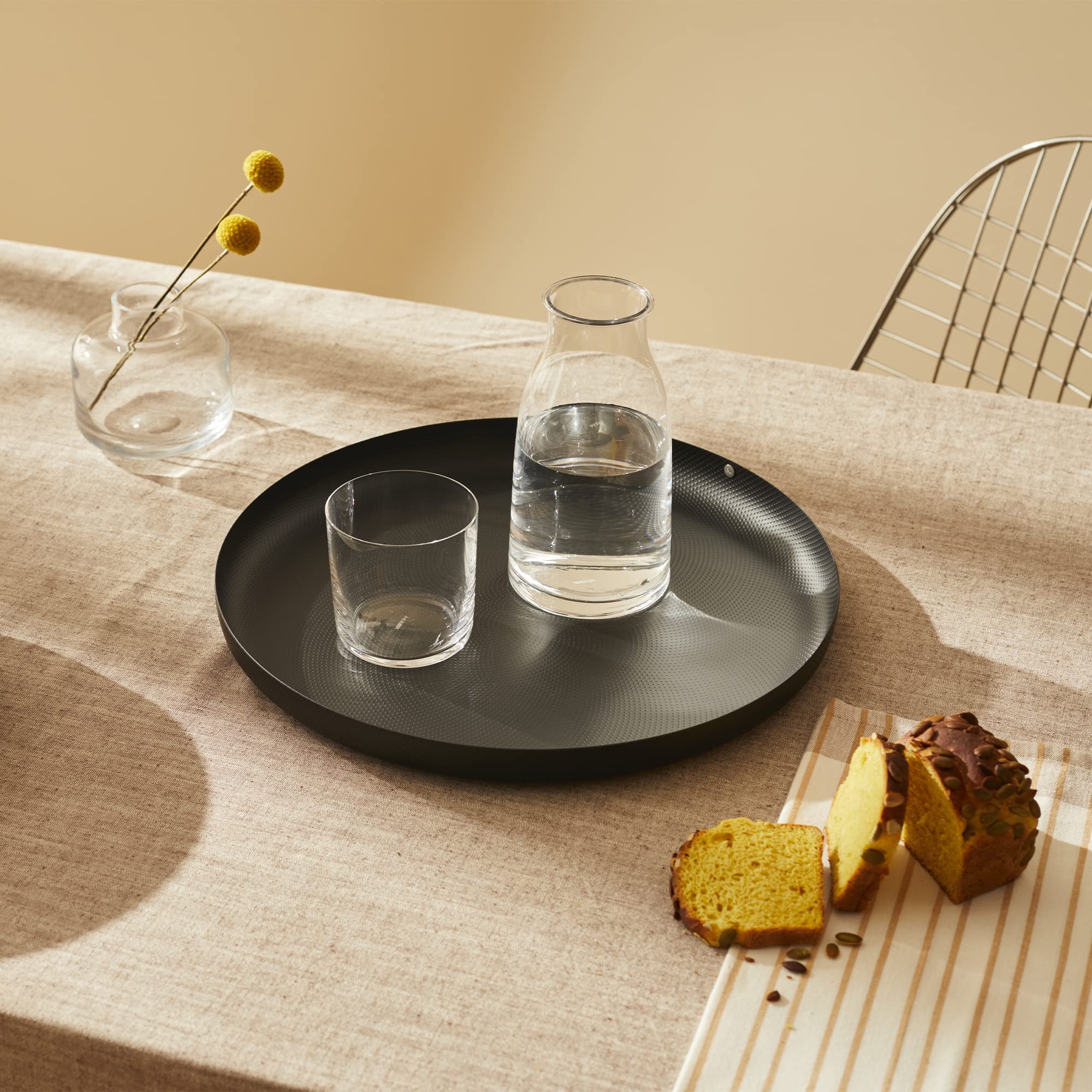 Alessi Textures & Colours Rimmed Round Tray, Ø 35, black