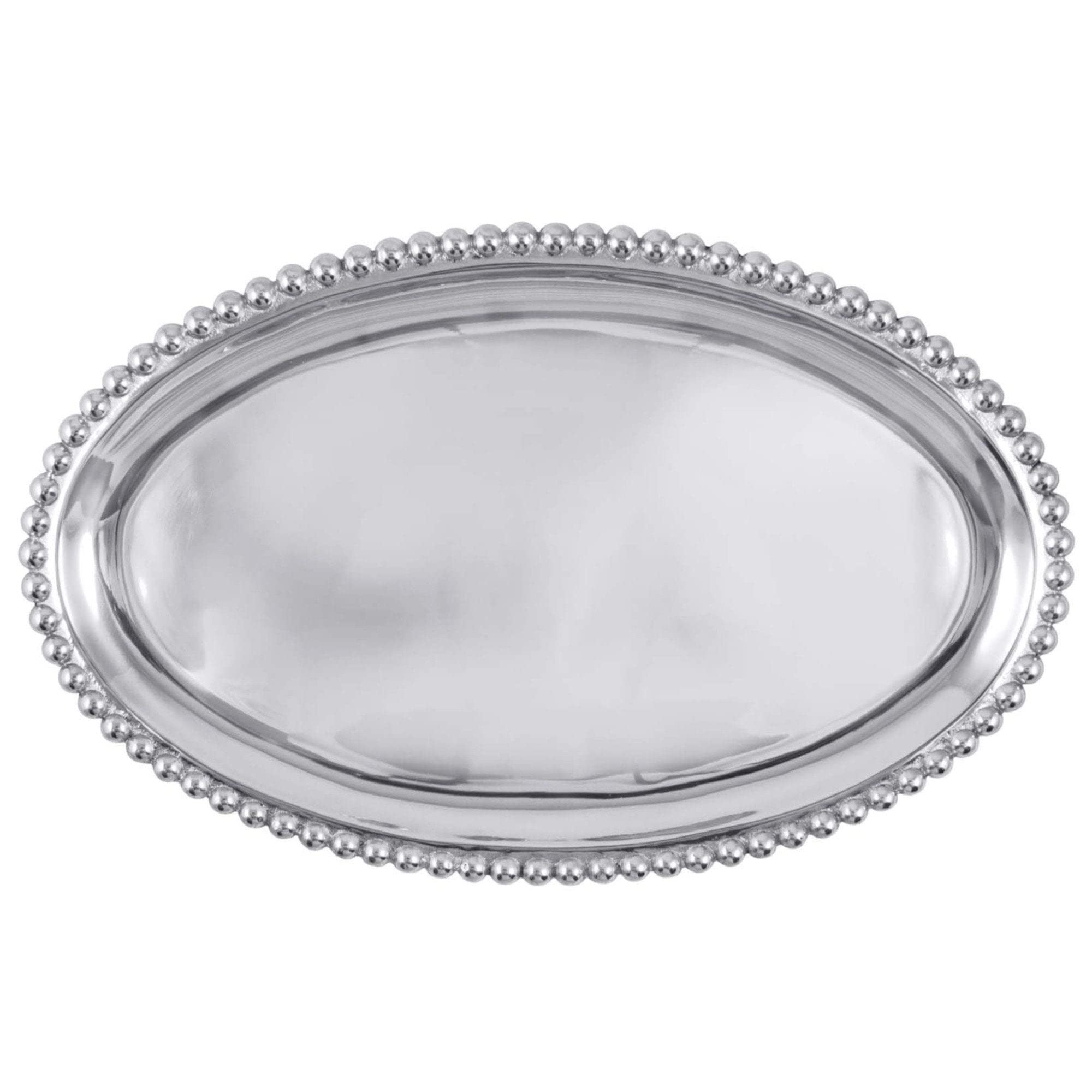 Mariposa Pearled Large Oval Platter Tray, One Size, Silver