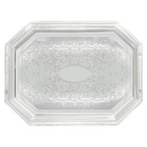 winco octagonal tray, 12 by 17-inch, chrome,medium