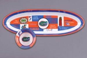 magnolia lane university of florida gators football heavyweight melamine chip and dip, set of 2, kitchen accessories