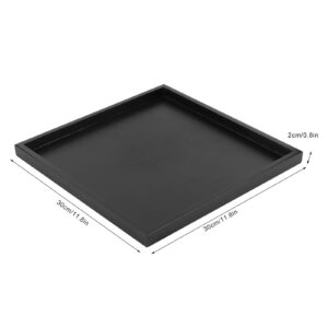 Black Serving Tray, 30cm/11.8in Square Food Serving Tray Kitchen Serving Tray, Stackable Serving Tray for Breakfast, Coffee, Party or Display Use