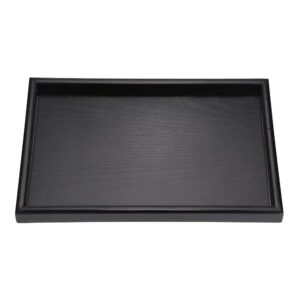 black wood serving tray, small rectangle solid wood trays non slip tea snack breakfast plate decorative wooden platters food meals coffee table home kitchen restaurant parties bathroom bar dinner