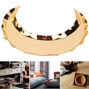 herchr gold decorative serving tray, half‑moon shape coffee tea tray fruit plate coffee serving tray for home decoration