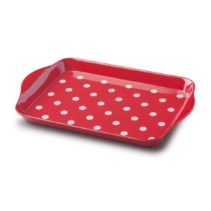 zeal mini serving tray, dotty design 18cm x 14cm red