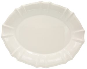 euro ceramica chloe collection elegant 15.8" ruffled ceramic oval serving platter, white