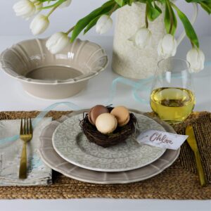 Euro Ceramica Chloe Collection Elegant 15.8" Ruffled Ceramic Oval Serving Platter, White