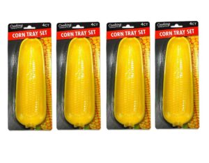 corn on the cob tray sets 9.5”l x 3”w x 1.3”h 4/set, yellow
