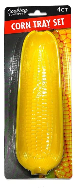 Corn on The Cob Tray Sets 9.5”L x 3”W x 1.3”H 4/Set, Yellow