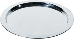 alessi engr. round tray with graphic, silver