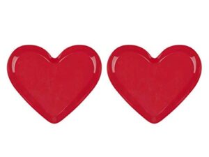 red valentine holiday heart 13" plastic platter - set of two