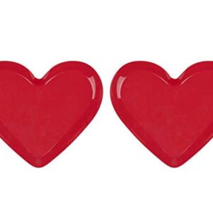 Red Valentine Holiday Heart 13" Plastic Platter - Set of Two