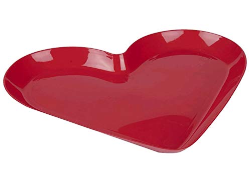 Red Valentine Holiday Heart 13" Plastic Platter - Set of Two