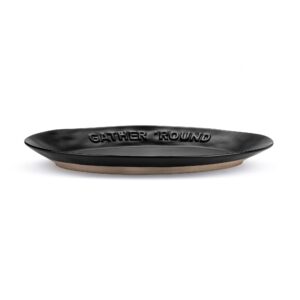 demdaco gather round matte black 16 x 10.5 stoneware serving platter tray