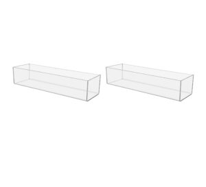 2 pack acrylic retail tray one compartment clear 15 inch wide x 4 inch deep countertop merchandise dump bin see through flippable storage caddy for expos businesses and tradeshows by marketing holders