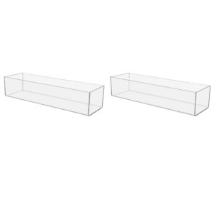 2 Pack Acrylic Retail Tray One Compartment Clear 15 Inch Wide x 4 Inch Deep Countertop Merchandise Dump Bin See Through Flippable Storage Caddy for Expos Businesses and Tradeshows by Marketing Holders