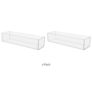 2 Pack Acrylic Retail Tray One Compartment Clear 15 Inch Wide x 4 Inch Deep Countertop Merchandise Dump Bin See Through Flippable Storage Caddy for Expos Businesses and Tradeshows by Marketing Holders