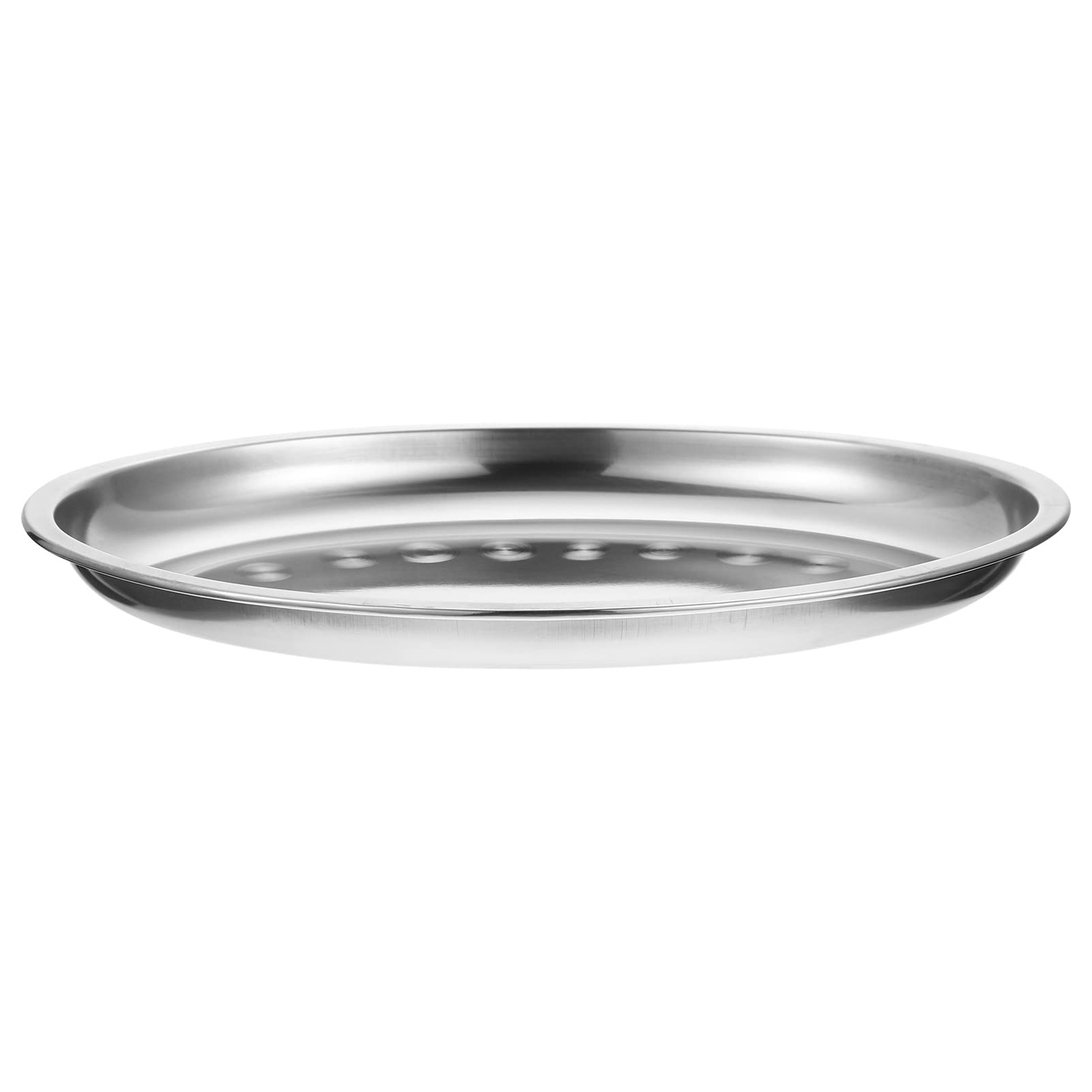 DOITOOL Grilling Platter Stainless Steel Salad Serving Tray Oval Shape Mixing Bowl Serving Tray Dishes Dessert Fruit Dishes Snack Plate Vegetable Candy Display Platters for Kitchen 30cm Platters