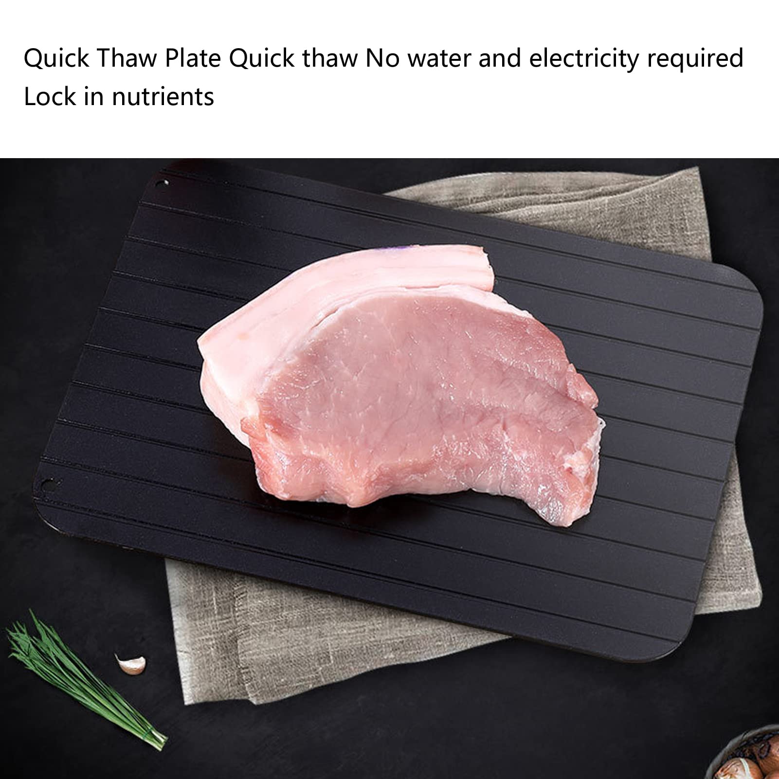 Fast Defrosting Tray Serving Trays Home Restaurant Food Defroster Plate Kitchen Aluminum Alloy Mellow Thawing Plate for Meat and Food(L)