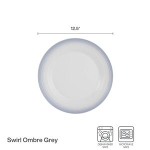 Mikasa Swirl Ombre White Round Platter, 12.5 Inch, Grey Banded