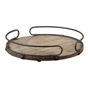 uttermost acela round wine tray, natural fir wood/aged, 3.8" l x 20.1" w x 20.0" d, (wlc-855)