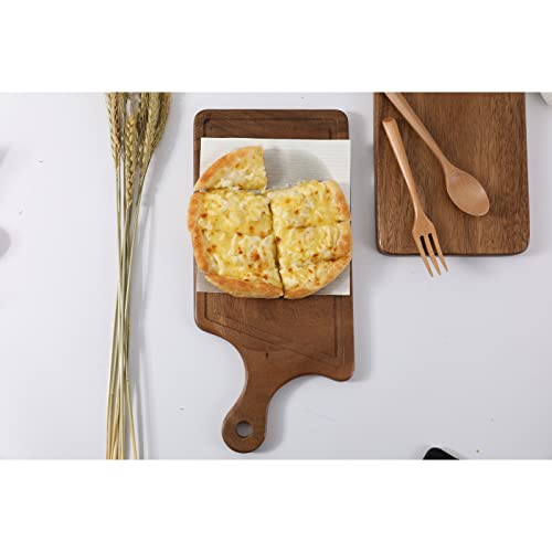 Hisize Wood Cutting Board - Small Wooden Chopping Board Charcuterie Board Serving Tray With Handle(Bent Handle)