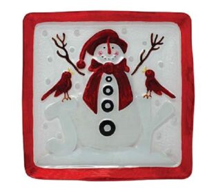 lsarts holiday platter and wine markers (snowman joy 11.5 inch)