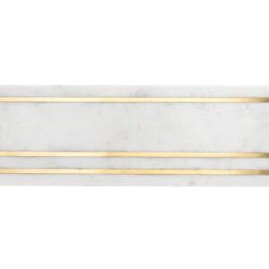 Godinger Serving Tray, Serving Platter, Appetizer Tray, Dessert Platter, White Marble, 18X7