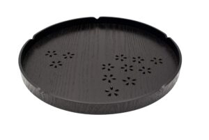 islandoffer premium japanese style cherry pattern round tea tray, black