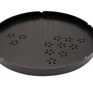 Islandoffer Premium Japanese Style Cherry Pattern Round Tea Tray, Black