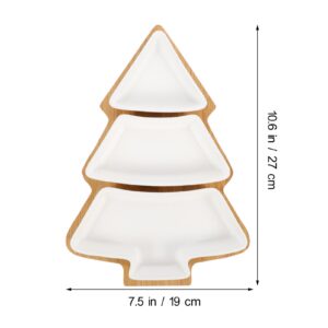 Angoily Christmas Tree Shaped Platter Ceramic Christmas Serving Tray Dishes for Entertaining, Food Serving Platter with Base for Appetizer, Snacks, Fruit, Candy Dessert for Xmas Party, White