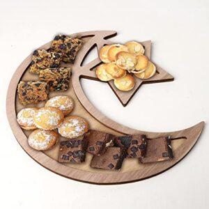 moon star dessert tray dining table carved ornaments dessert tray artifact creative wooden ornaments special shape eid star moon