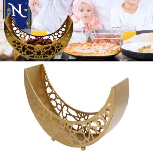 Moon Shape Ramadan Tray, Large Capacity 11.8x8.3x3.1in Decorative Iron Serving Tray, EID Tray Can be Used as Cake Display Stand for Snacks, Fruit, Bread