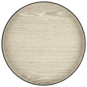 koyal wholesale faux wood round decorative tray rustic wood tray for kitchen counter, coffee table, birch, 1-pack