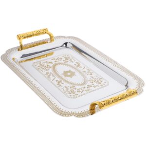 zerodeko 1pc retro fruit tray european style tray food plate double handle tray for hotel home buffet