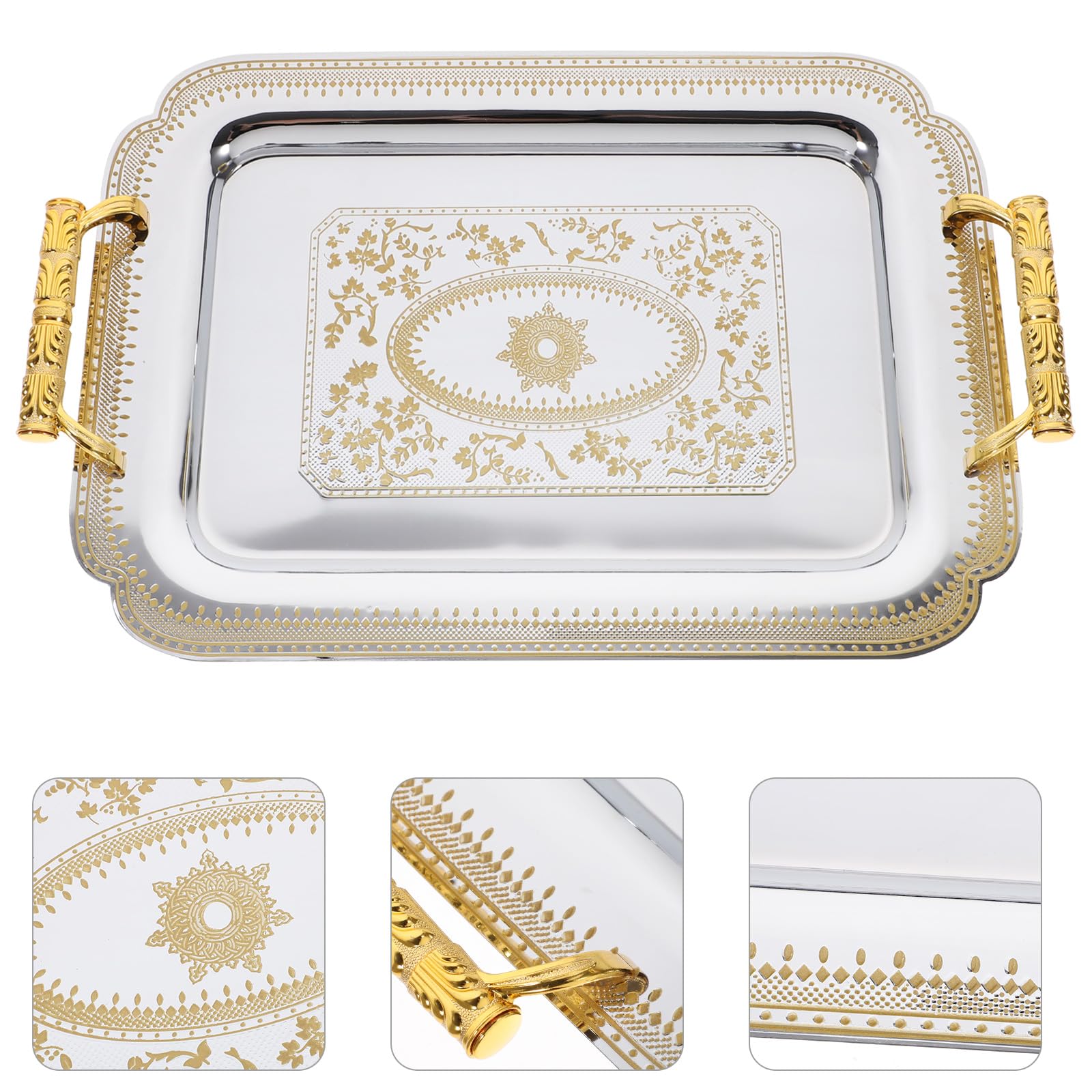 Zerodeko 1Pc Retro Fruit Tray European Style Tray Food Plate Double Handle Tray for Hotel Home Buffet