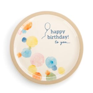 demdaco happy birthday! to you colorful dots 9 x 9 stoneware decorative serving plate