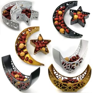 Crescent Moon Star Tray Ramadan Eid Mubarak Trays Platters,Pastry Tray Tableware Dessert Food Storage Container Display Holder for Party (A1)